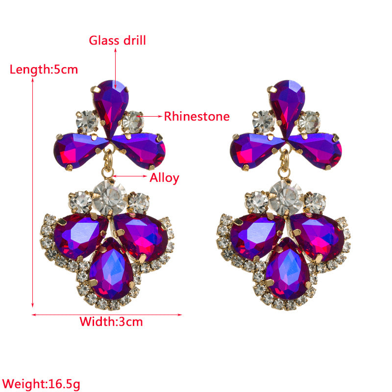 fashion geometric alloy rhinestones women's earrings 1 pair