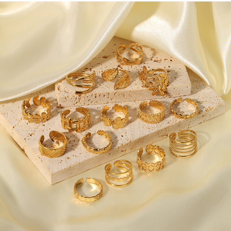 Stainless Steel 18K Gold Plated Modern Style Plating Geometric Open Rings