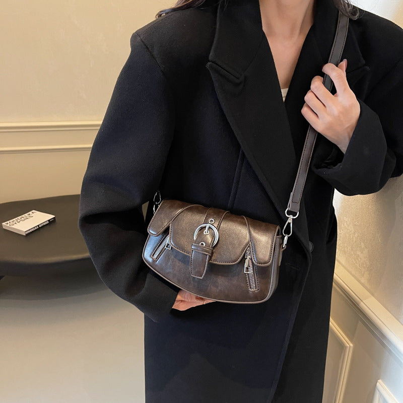 Women's Medium Pu Leather Solid Color Vacation Classic Style Square Magnetic Buckle Shoulder Bag
