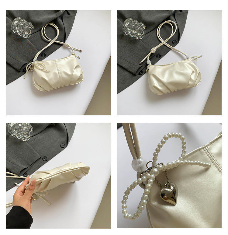 Women's Pu Leather Solid Color Streetwear Pillow Shape Zipper Crossbody Bag