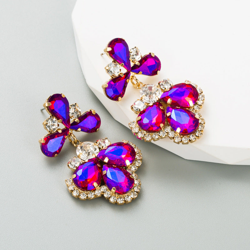 fashion geometric alloy rhinestones women's earrings 1 pair