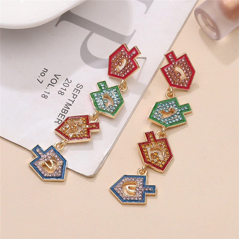 1 pair fashion christmas house christmas tree bow knot inlay alloy rhinestones ear studs