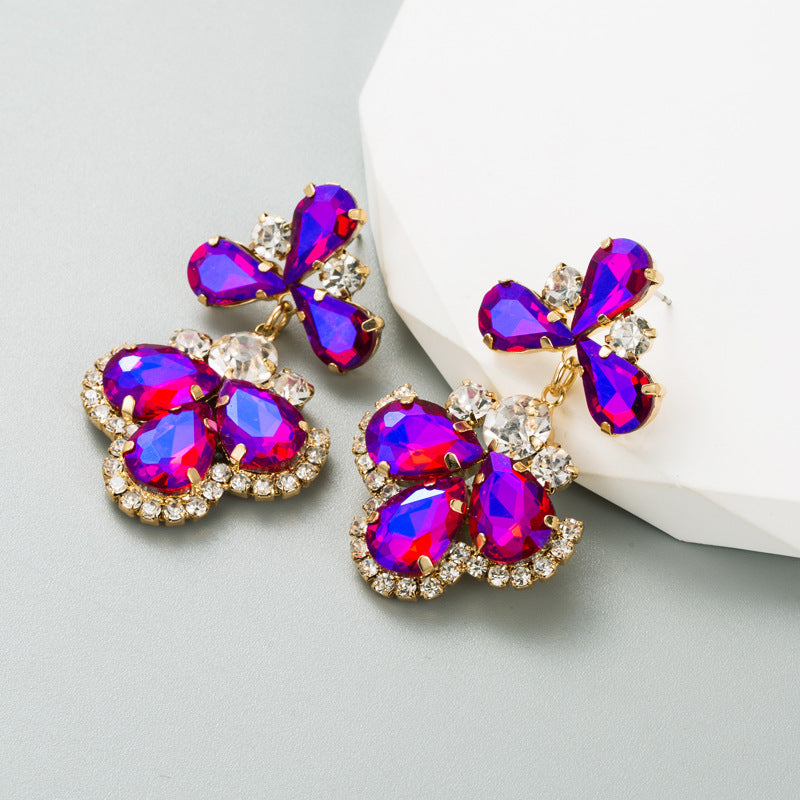 fashion geometric alloy rhinestones women's earrings 1 pair