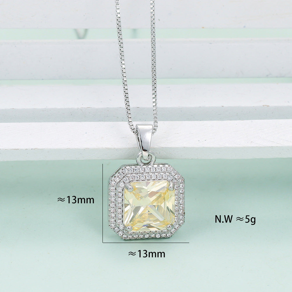 Copper Plating Inlay Color Block Zircon Jewelry Set