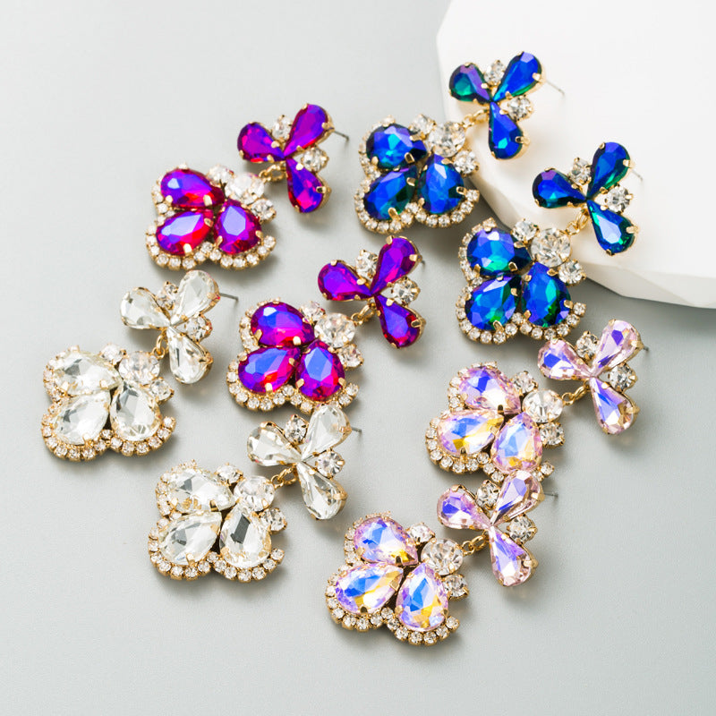 fashion geometric alloy rhinestones women's earrings 1 pair