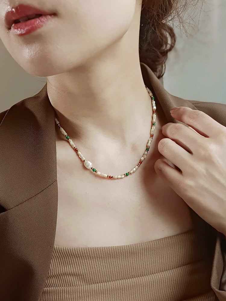 natural stone Freshwater Pearl Simple Style Beaded Geometric Necklace