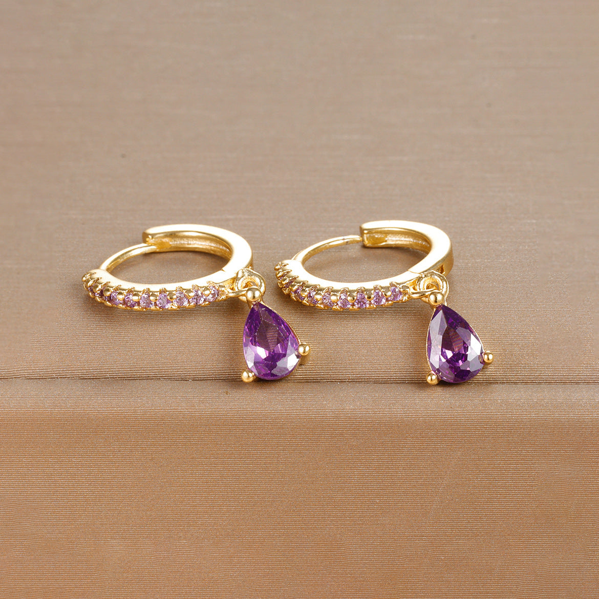 1 pair ig style shiny water droplets plating inlay stainless steel zircon drop earrings