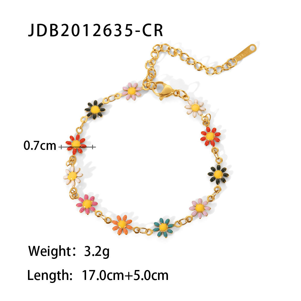 Jewelry Fashion Flower 304 Stainless Steel Gold Plated Bracelets Necklace