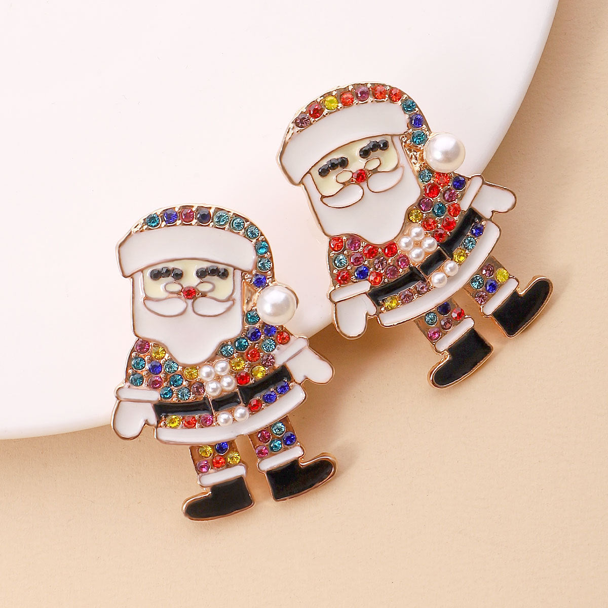 1 pair fashion christmas house christmas tree bow knot inlay alloy rhinestones ear studs