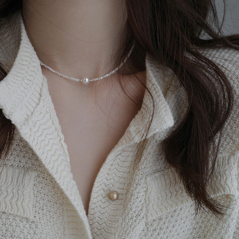 simple style geometric freshwater pearl necklace