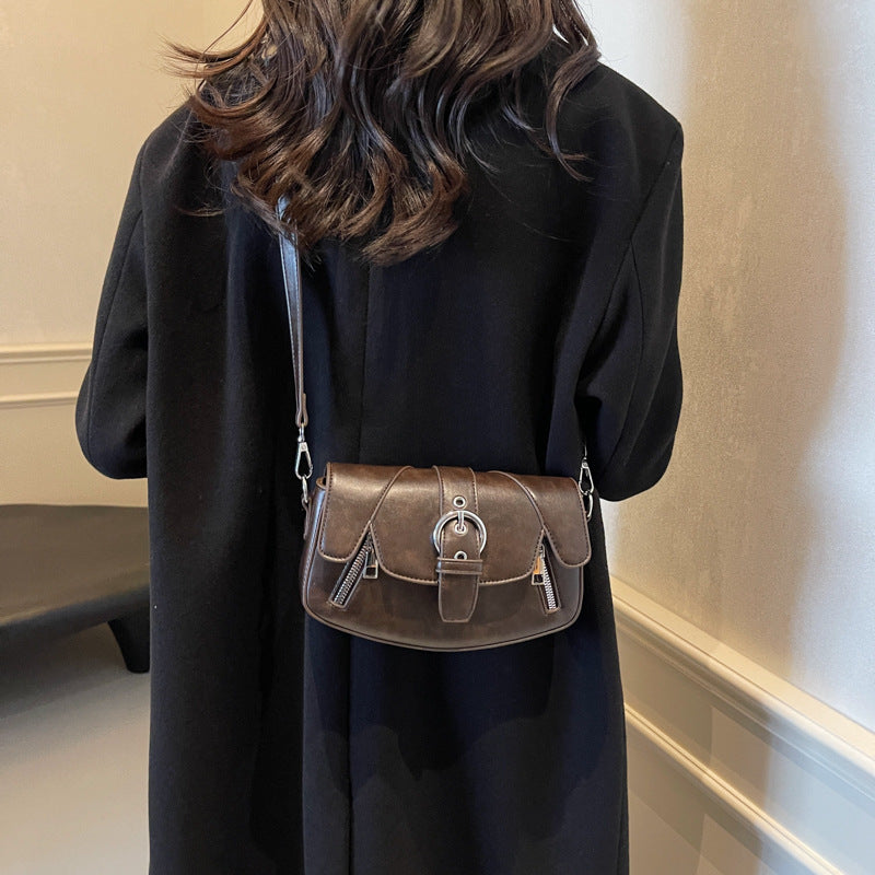 Women's Medium Pu Leather Solid Color Vacation Classic Style Square Magnetic Buckle Shoulder Bag