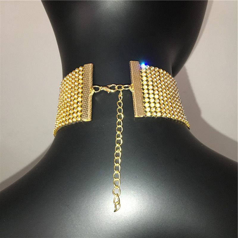 ins style streetwear geometric alloy inlay rhinestones women's choker