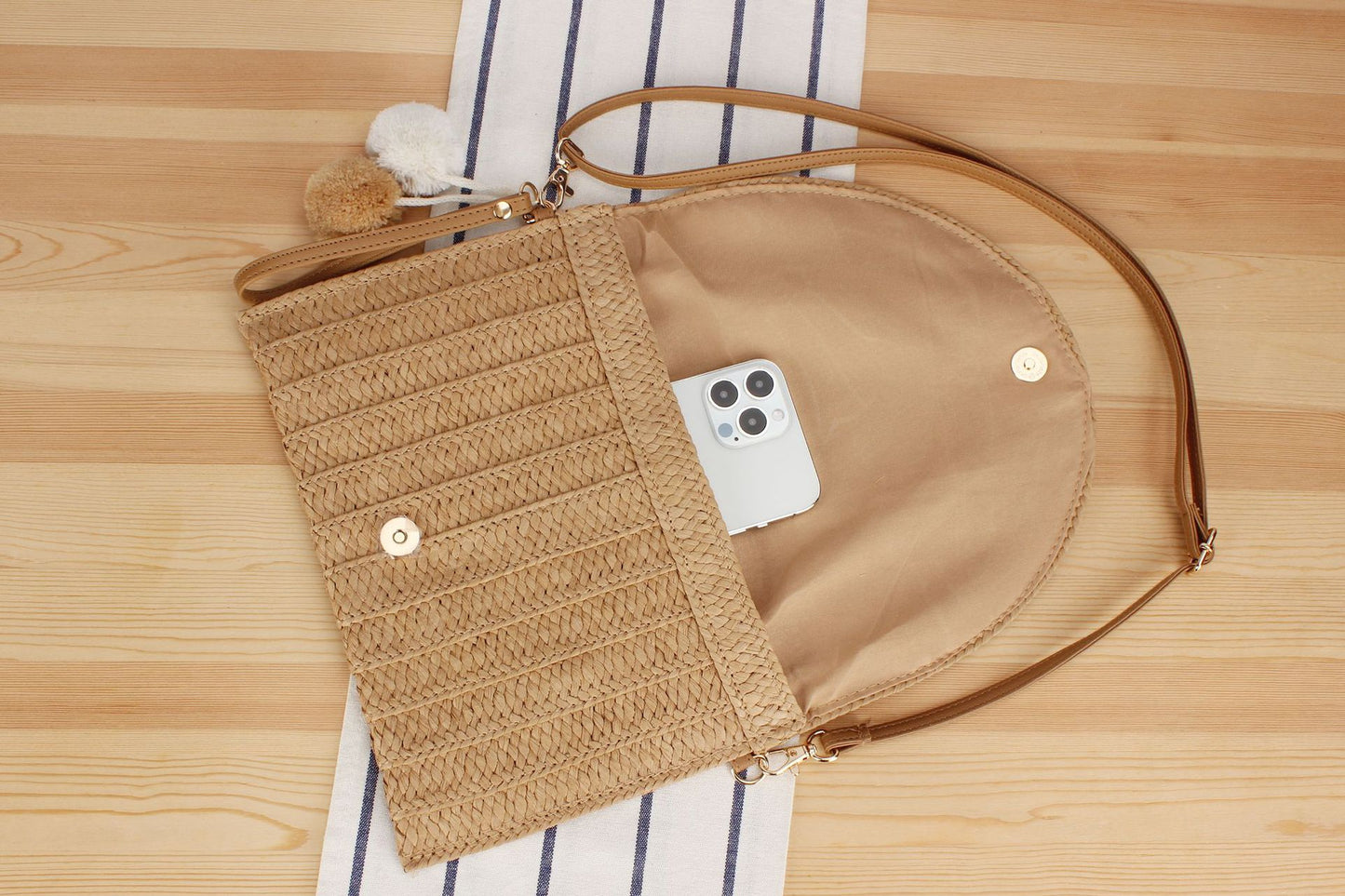Women's Basic Beach Solid Color Paper string Shopping bags