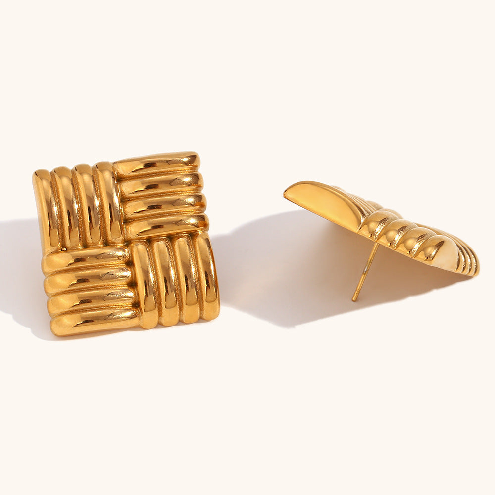 1 Pair Classic Style Solid Color Plating 304 Stainless Steel Ear Studs