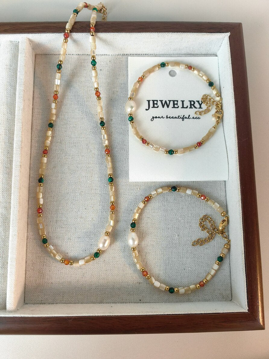 natural stone Freshwater Pearl Simple Style Beaded Geometric Necklace