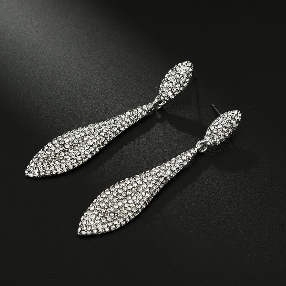 1 pair luxurious water droplets plating inlay alloy rhinestones drop earrings