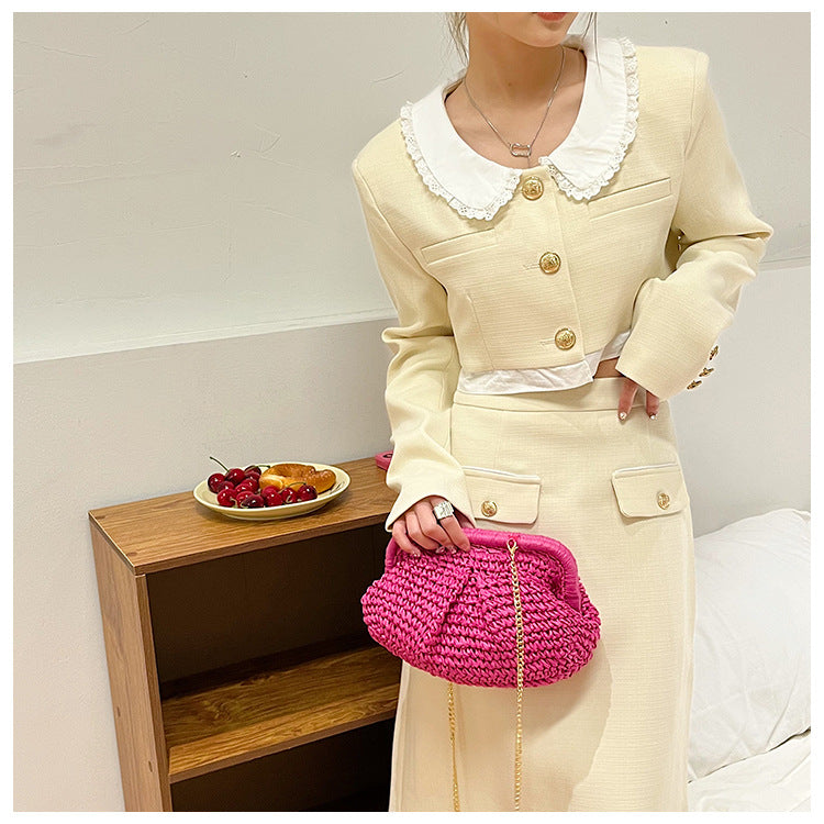 women's all seasons polyester vintage style straw bag
