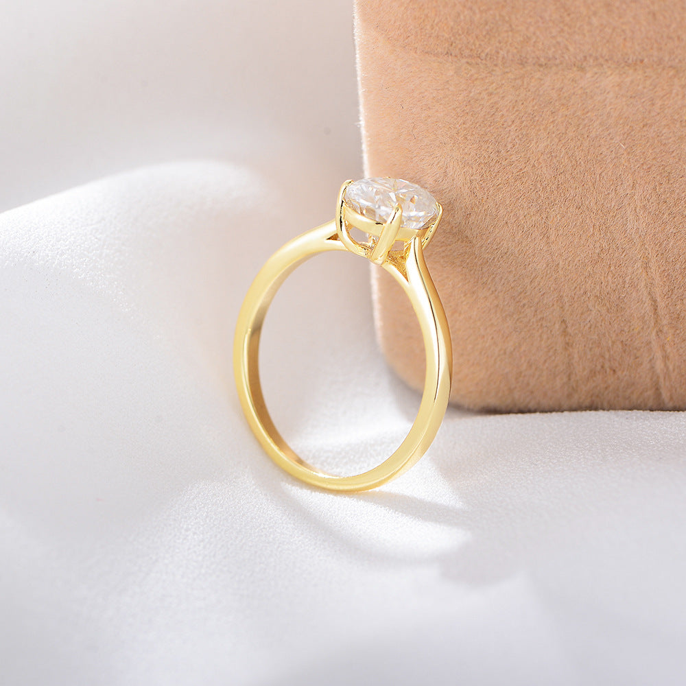 simple style commute oval sterling silver inlay zircon rings