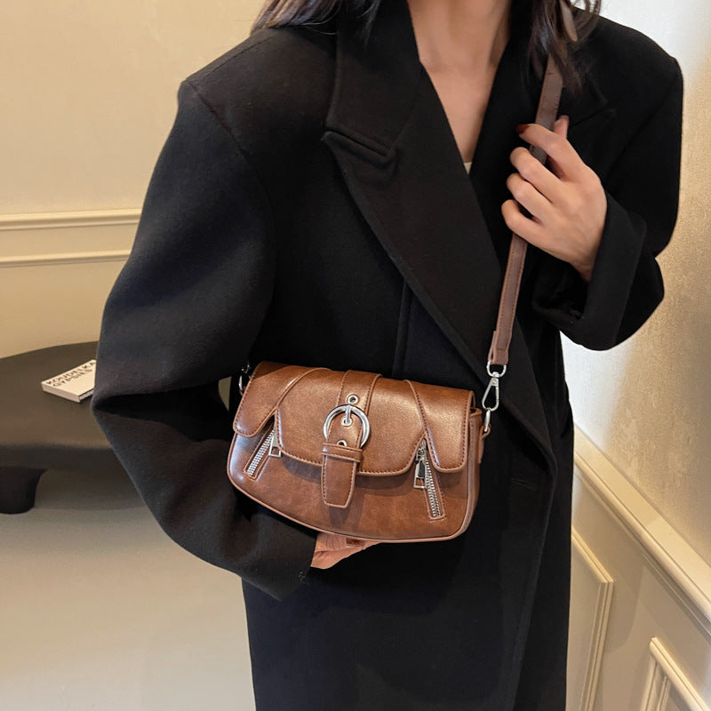 Women's Medium Pu Leather Solid Color Vacation Classic Style Square Magnetic Buckle Shoulder Bag