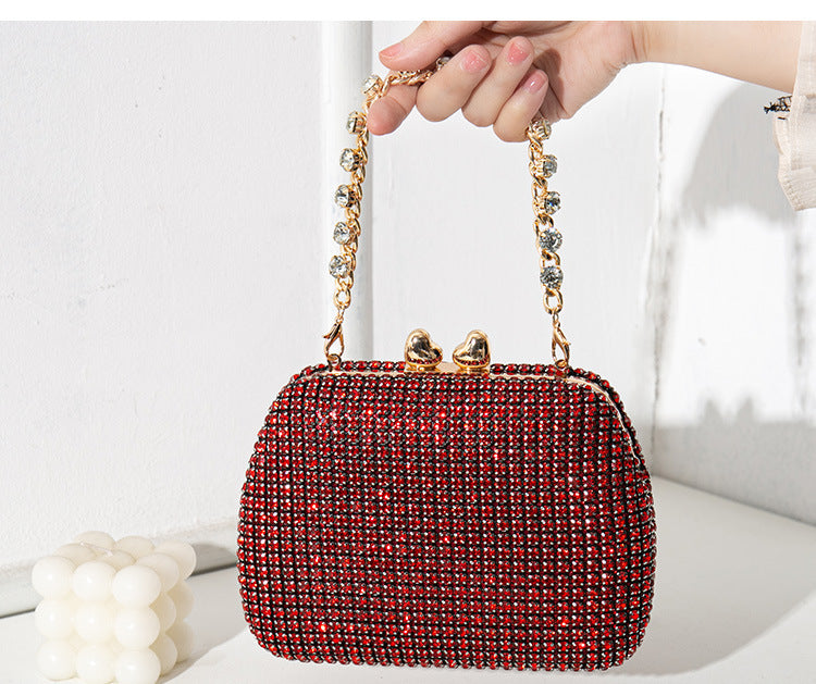 Silver Black Red Pu Leather Solid Color Square Evening Bags