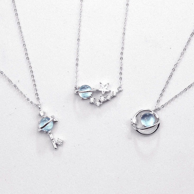 jewelry novelty planet alloy artificial gemstones pendant necklace
