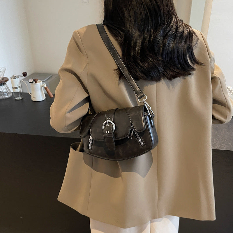 Women's Medium Pu Leather Solid Color Vacation Classic Style Square Magnetic Buckle Shoulder Bag