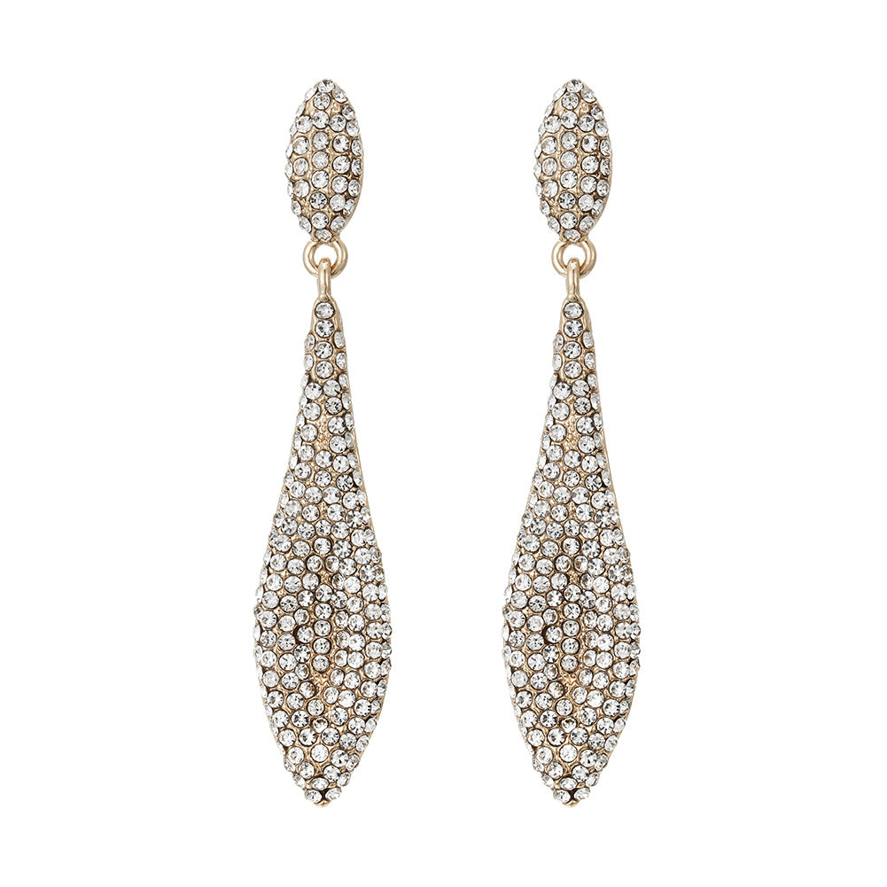 1 pair luxurious water droplets plating inlay alloy rhinestones drop earrings