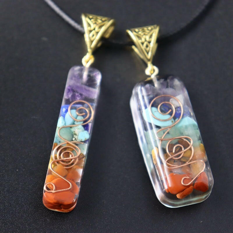 Retro Reiki Healing Energy Crystal Pendant, Natural Stone For Yoga Meditation, Spiritual 7 Chakra Jewelry Necklace Amulet