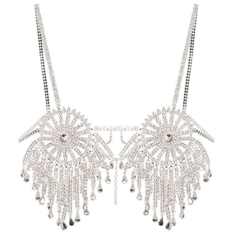 Wild Sexy Nightclub Crystal Shining Diamond Chest Necklace