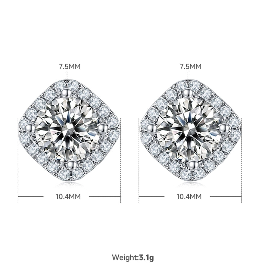 Elegant Princess Sweet Geometric Sterling Silver Inlay Zircon Rhodium Plated Women's Bracelets Earrings Necklace