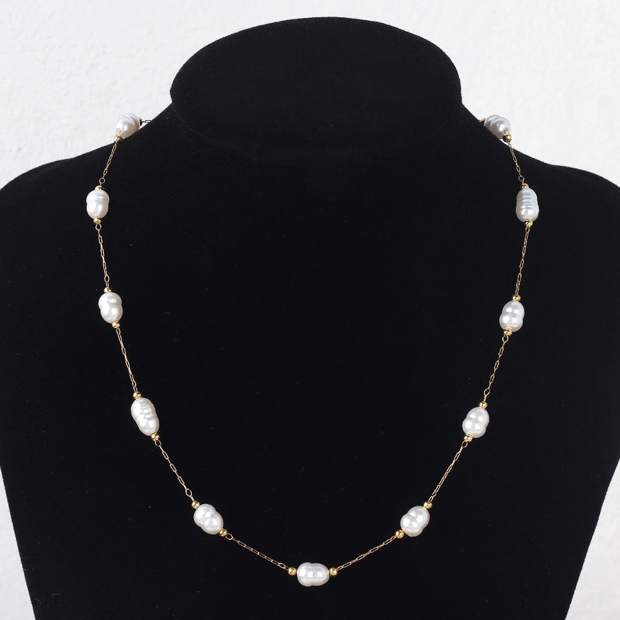 Copper 18K Gold Plated Beaded Geometric Bracelets Necklace