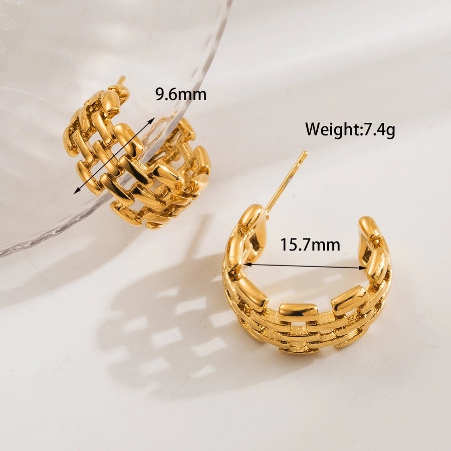 1 Pair Simple Style Commute C Shape 304 Stainless Steel 18K Gold Plated Ear Studs