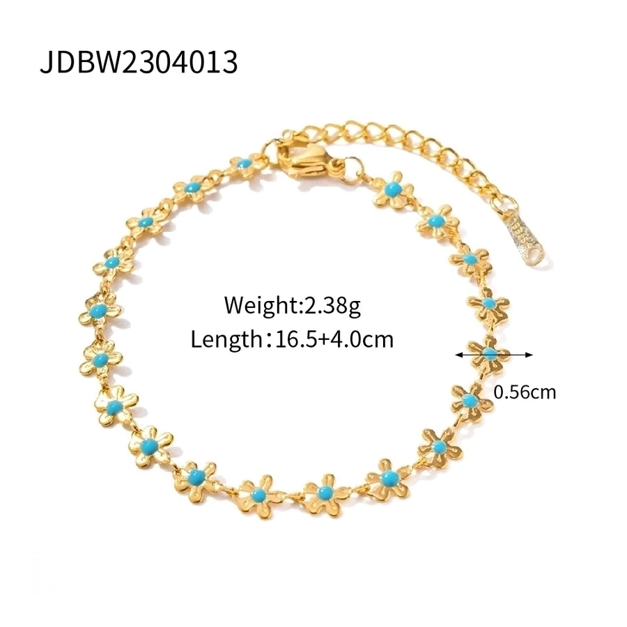 304 Stainless Steel 18K Gold Plated IG Style Basic Classic Style Flower Bracelets Necklace