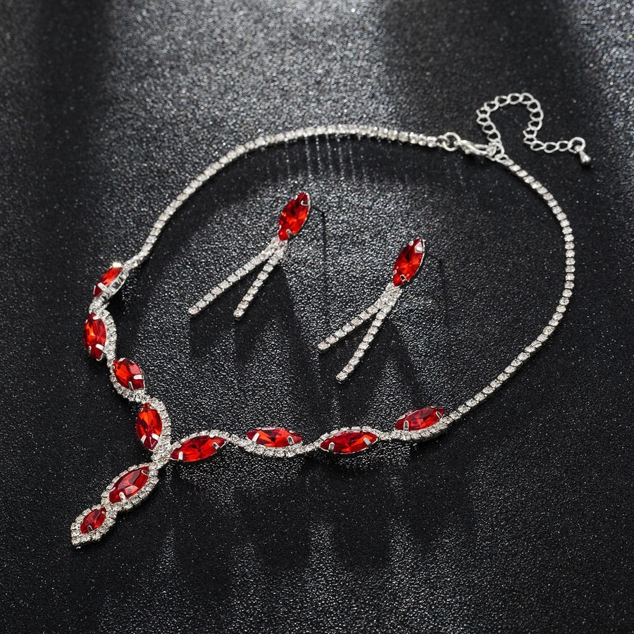 princess glam water droplets rhinestones artificial crystal  earrings necklace