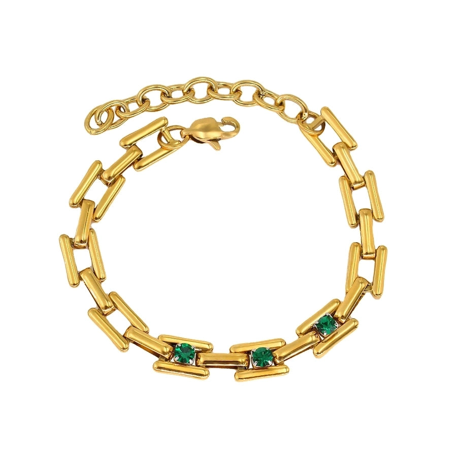 Jewelry Simple Style Classic Style Solid Color 304 Stainless Steel Rhinestones 18K Gold Plated Plating Inlay Jewelry Set