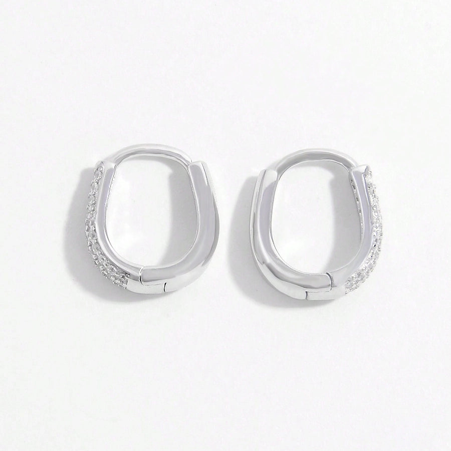 1 pair lady romantic shiny u shape plating inlay sterling silver zircon 14k gold plated white gold plated earrings