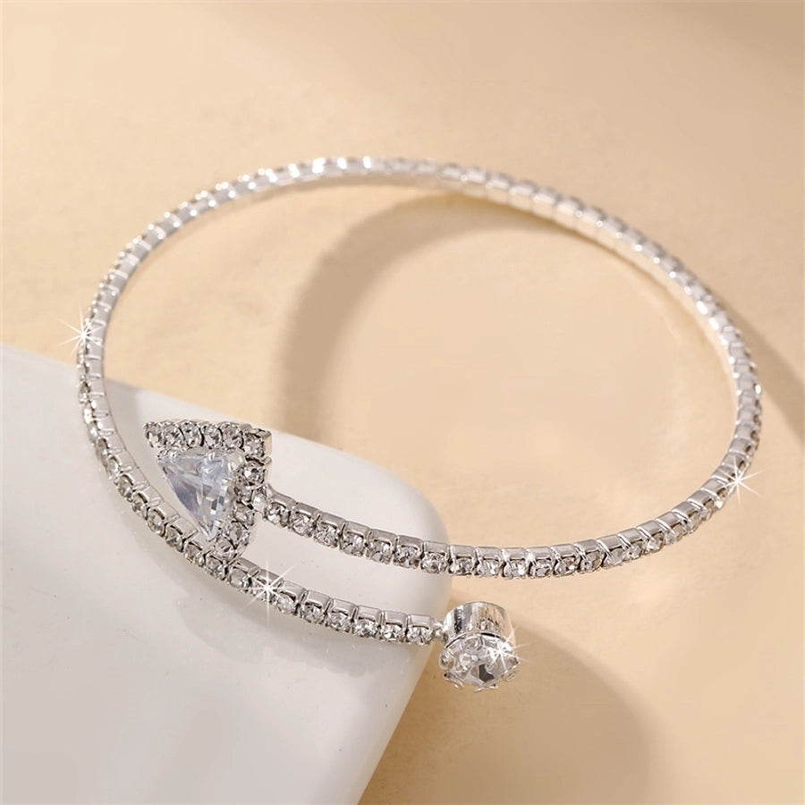 modern style simple style triangle water droplets bow knot artificial gemstones artificial pearl inlay rhinestones pearl women's bangle