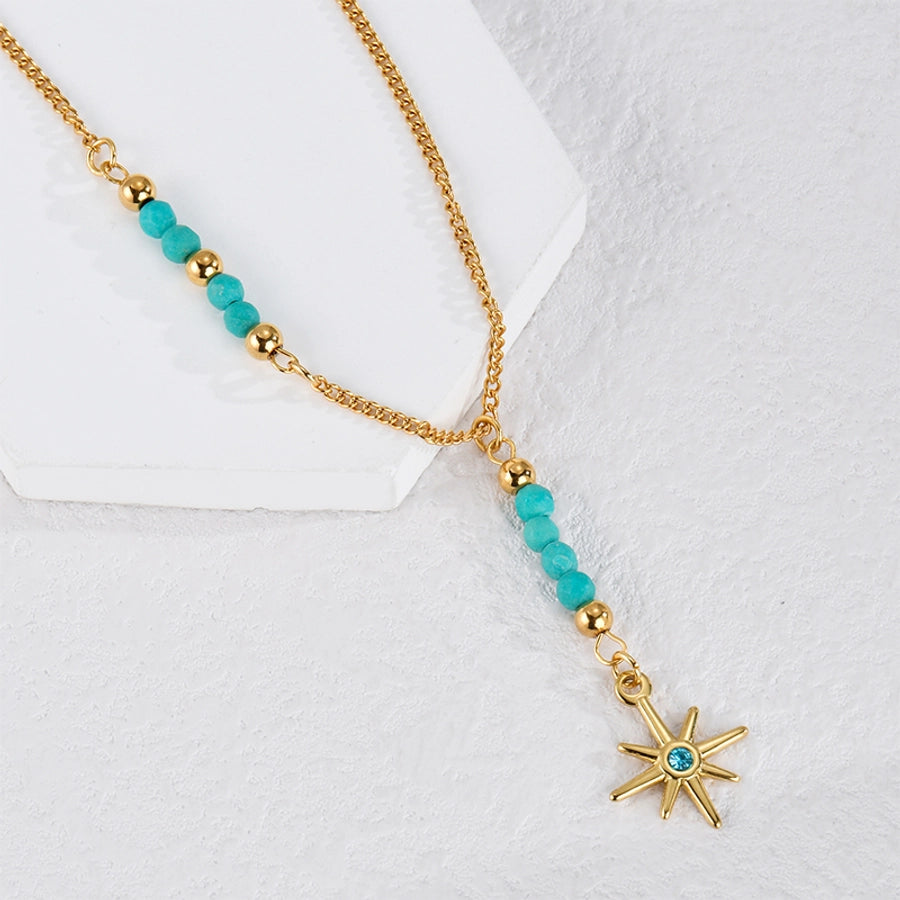 Jewelry Retro Simple Style Sun Heart Shape 304 Stainless Steel 18K Gold Plated Pendant Necklace