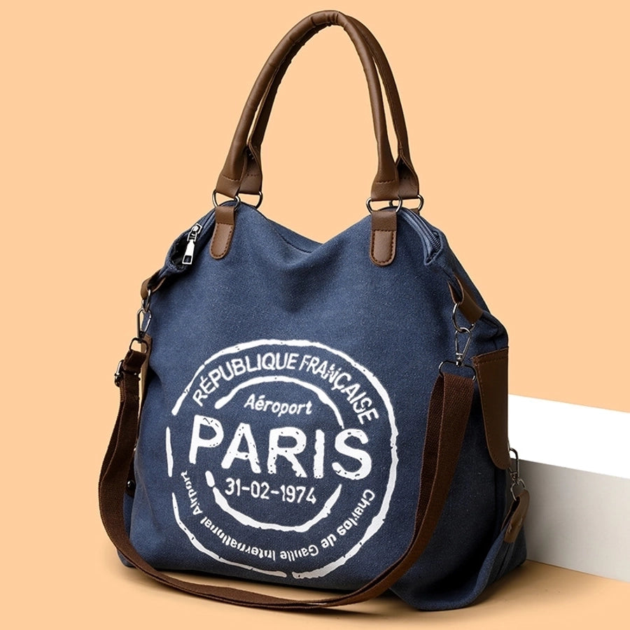 Women's Medium Canvas Letter Basic Classic Style Square Zipper Crossbody Bag