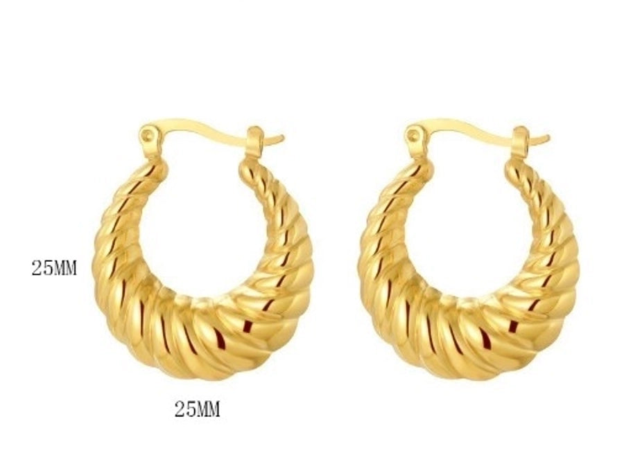 1 pair retro french style c shape u shape water droplets plating stainless steel 18k gold plated earrings