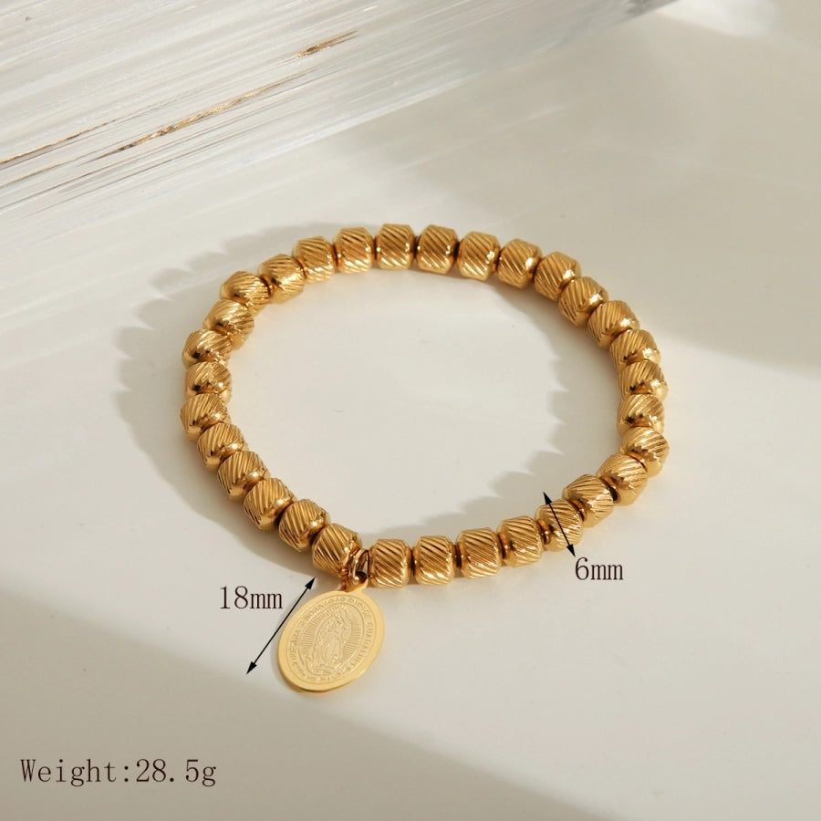 Simple Style Classic Style Solid Color 201 Stainless Steel Elastic string 18K Gold Plated Bracelets In Bulk