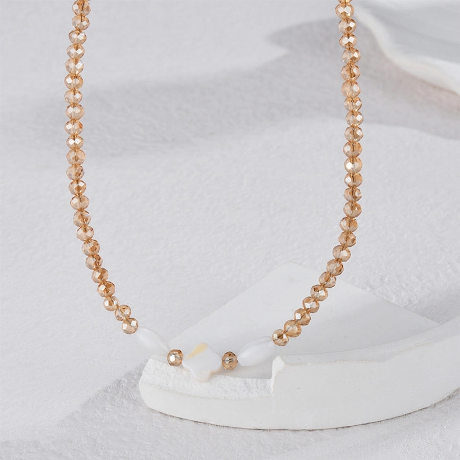 Cute Four Leaf Clover 18K Gold Plated Artificial Crystal 304 Stainless Steel  Necklace