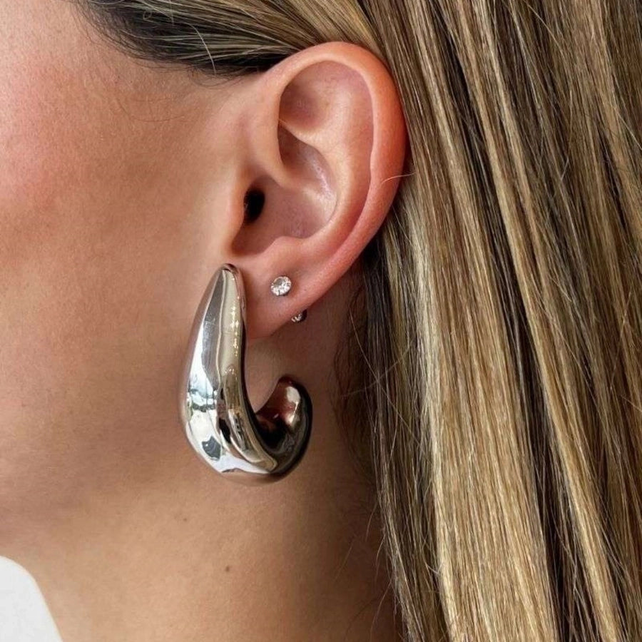 1 Pair Simple Style C Shape 304 Stainless Steel 18K Gold Plated Ear Studs
