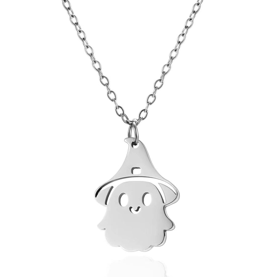 New Halloween Element Titanium Steel Necklace Pumpkin Head Ghost Ornament Fashion  Witch Design Sense Ornament Necklace