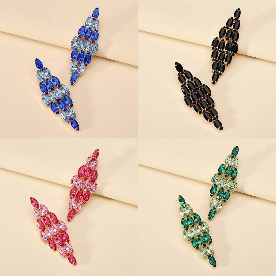 1 pair glam classic style leaves inlay ferroalloy copper alloy rhinestones dangling earrings