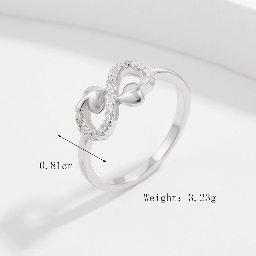 Sterling Silver White Gold Plated Simple Style Classic Style Plating Inlay Infinity Lightning Zircon Rings