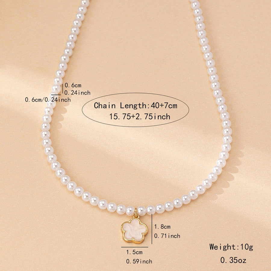 Elegant Simple Style Classic Style Flower Plastic Zinc alloy  Pendant Necklace