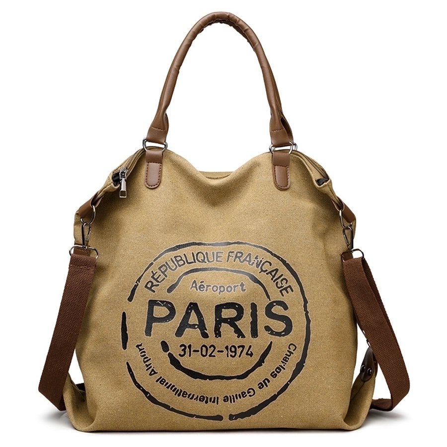 Women's Medium Canvas Letter Basic Classic Style Square Zipper Crossbody Bag
