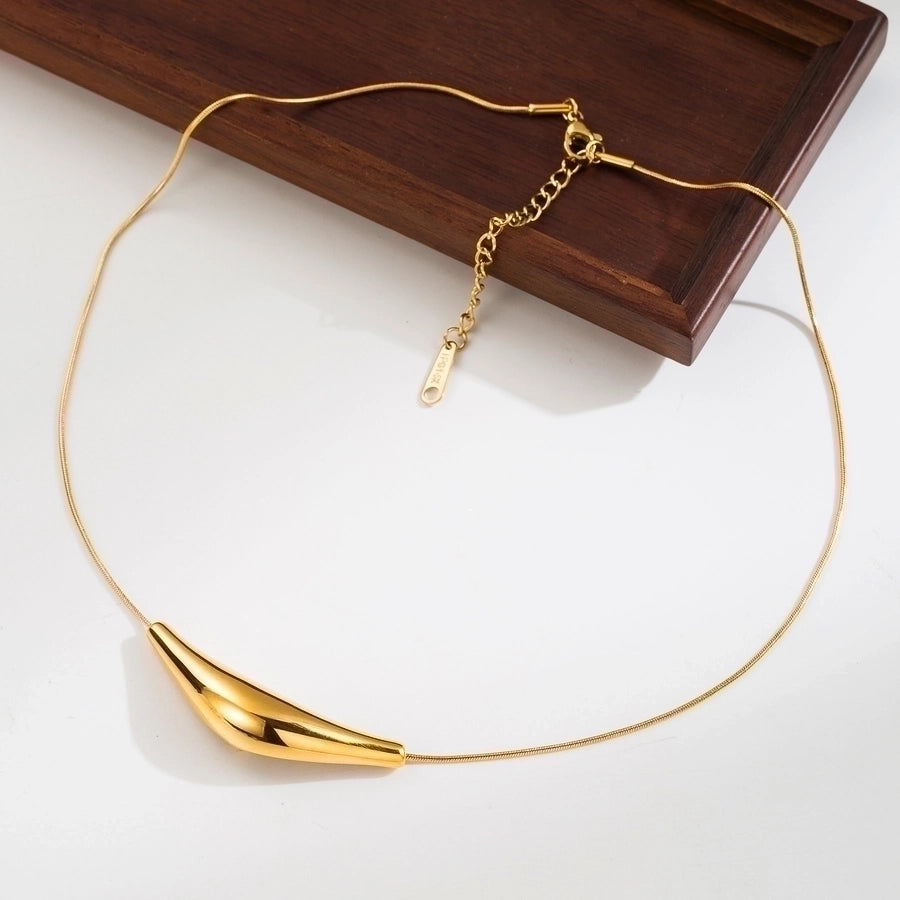 simple style geometric round heart shape stainless steel plating 14k gold plated pendant necklace