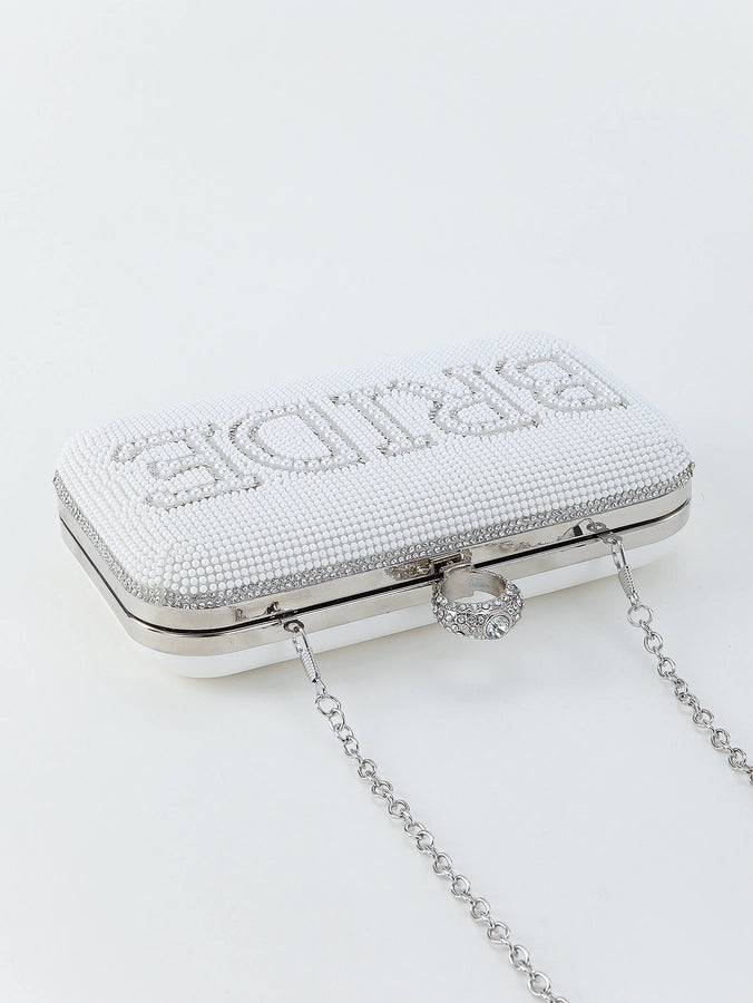 MRS English BRIDE letter rhinestone Pearl evening bag wedding wedding banquet clutch evening bag